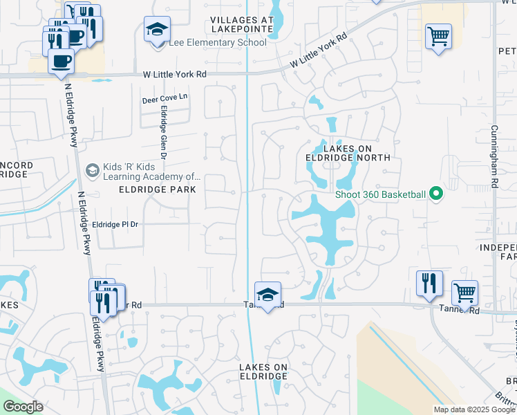 map of restaurants, bars, coffee shops, grocery stores, and more near 5927 Solar Point Ln in Houston