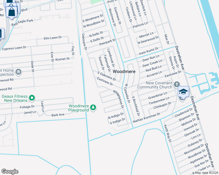 map of restaurants, bars, coffee shops, grocery stores, and more near 2547 Whippletree Drive in Harvey
