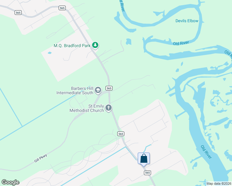 map of restaurants, bars, coffee shops, grocery stores, and more near 207 Oaks Grande Drive in Mont Belvieu