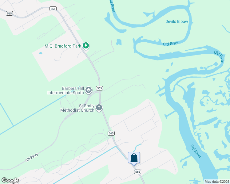 map of restaurants, bars, coffee shops, grocery stores, and more near 207 Oaks Grande Drive in Mont Belvieu