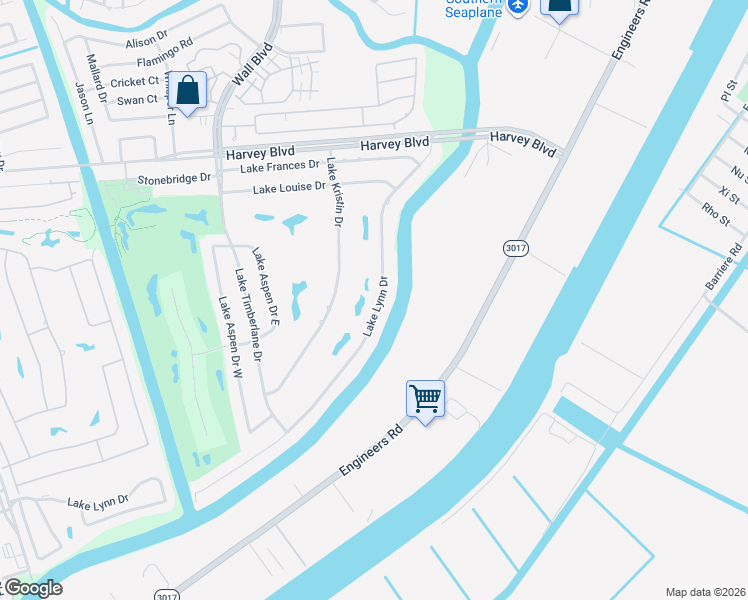 map of restaurants, bars, coffee shops, grocery stores, and more near 3636 Lake Lynn Drive in Gretna