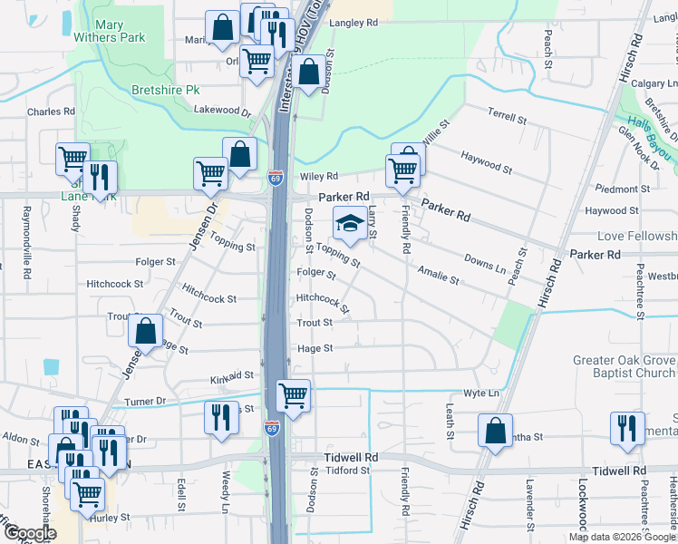 map of restaurants, bars, coffee shops, grocery stores, and more near 3724 Folger Street in Houston