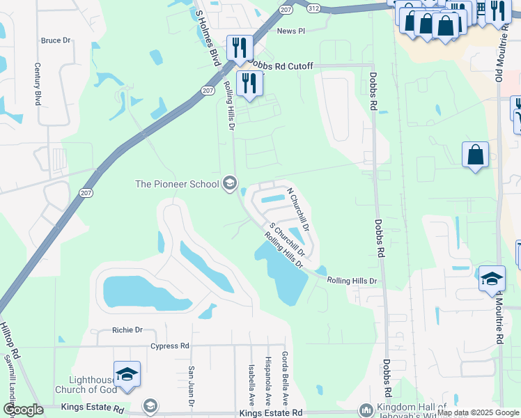 map of restaurants, bars, coffee shops, grocery stores, and more near 400 Chamberlain Drive in St. Augustine