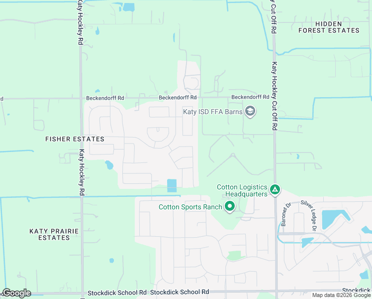 map of restaurants, bars, coffee shops, grocery stores, and more near 5825 Katy Hockley Road in Katy