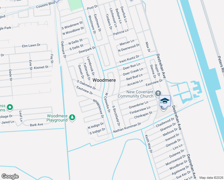 map of restaurants, bars, coffee shops, grocery stores, and more near 2529 West Catawba Drive in Harvey