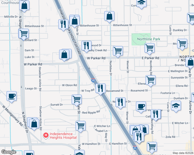 map of restaurants, bars, coffee shops, grocery stores, and more near 139 West Wellington Street in Houston