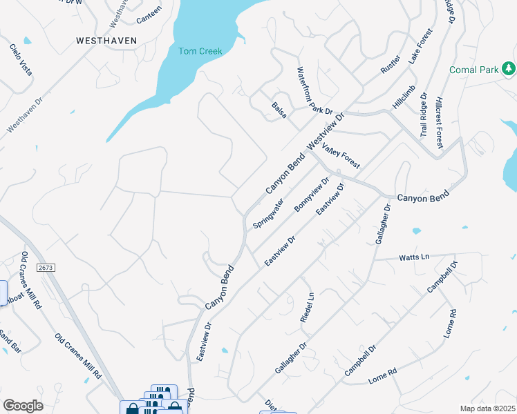 map of restaurants, bars, coffee shops, grocery stores, and more near 1144 Canyon Bend in Canyon Lake