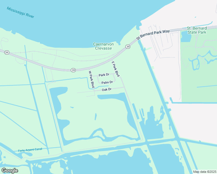 map of restaurants, bars, coffee shops, grocery stores, and more near 423 Palm Drive in Plaquemines Parish