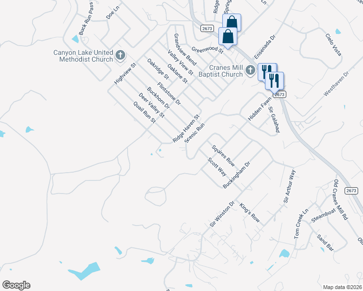map of restaurants, bars, coffee shops, grocery stores, and more near 915 Ridge Haven Street in Canyon Lake