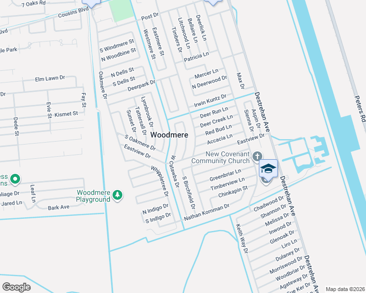 map of restaurants, bars, coffee shops, grocery stores, and more near 2529 West Catawba Drive in Harvey