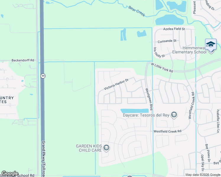 map of restaurants, bars, coffee shops, grocery stores, and more near 5518 Tindarey Bluff Trail in Katy