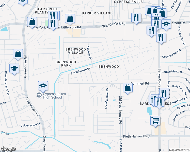 map of restaurants, bars, coffee shops, grocery stores, and more near 6003 Shining Leaf Court in Katy