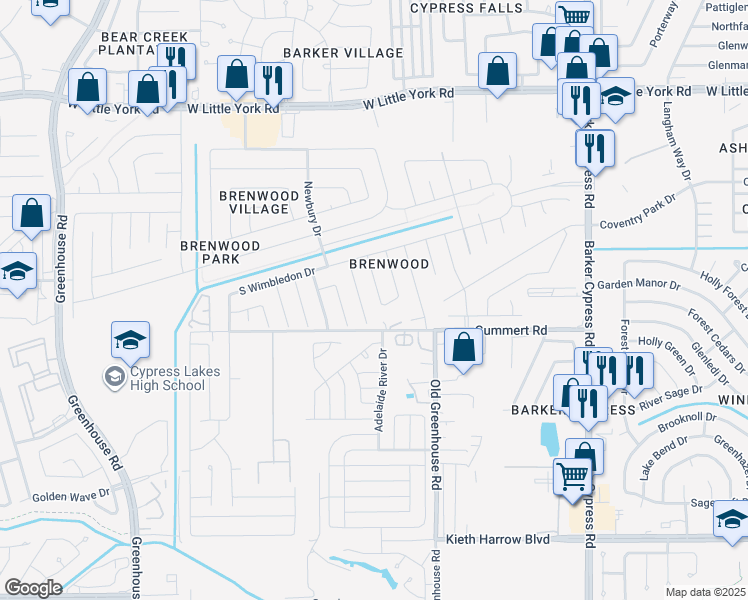 map of restaurants, bars, coffee shops, grocery stores, and more near 5915 Bradworthy Dr in Katy