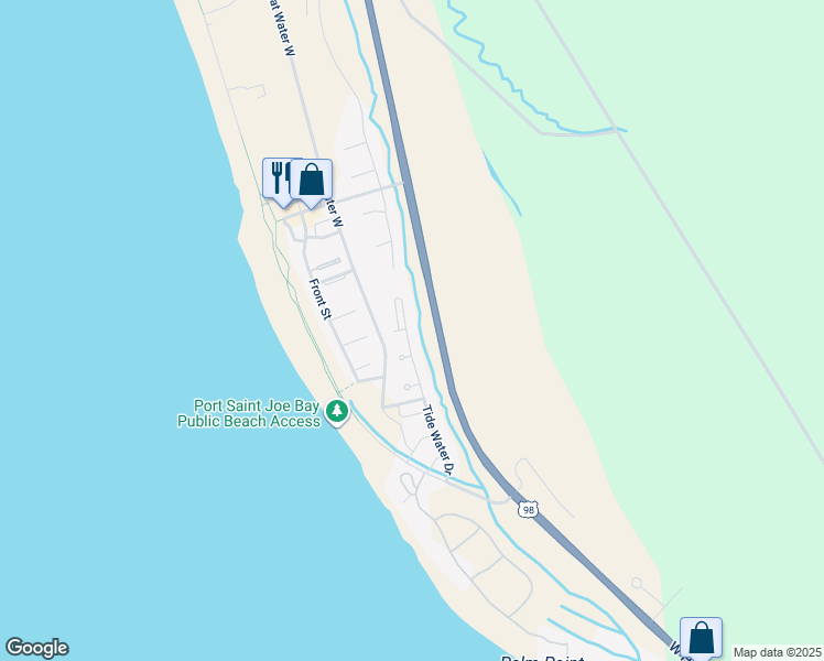 map of restaurants, bars, coffee shops, grocery stores, and more near 608 Tide Water Drive in Port St. Joe