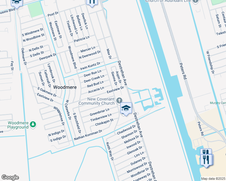 map of restaurants, bars, coffee shops, grocery stores, and more near 3101 Alex Kornman Boulevard in Harvey