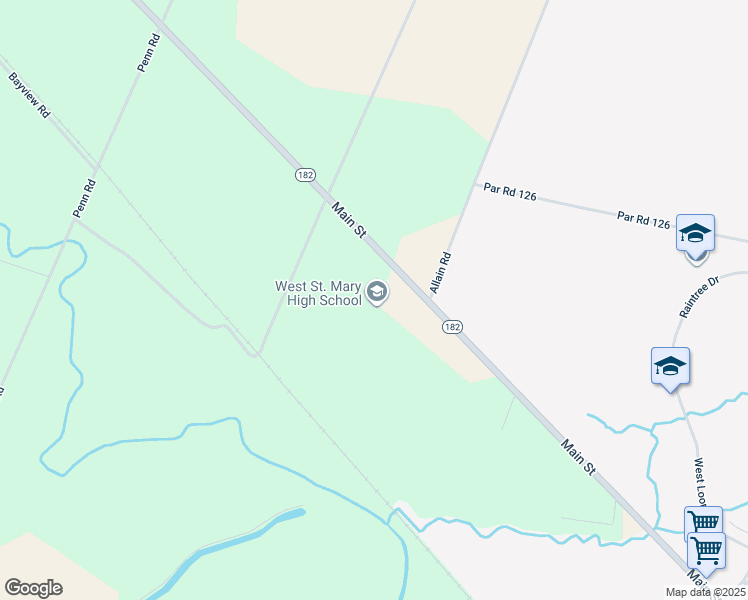 map of restaurants, bars, coffee shops, grocery stores, and more near 18333 Louisiana 182 in Baldwin