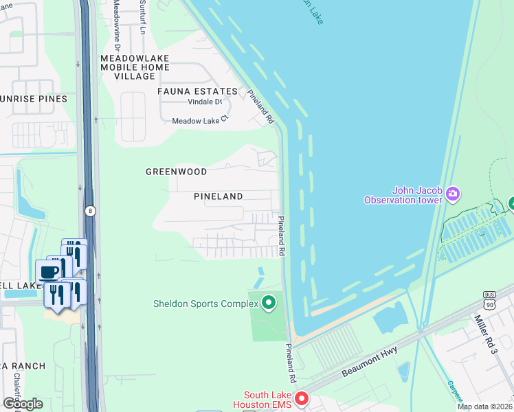 map of restaurants, bars, coffee shops, grocery stores, and more near 14323 Arndt Road in Houston