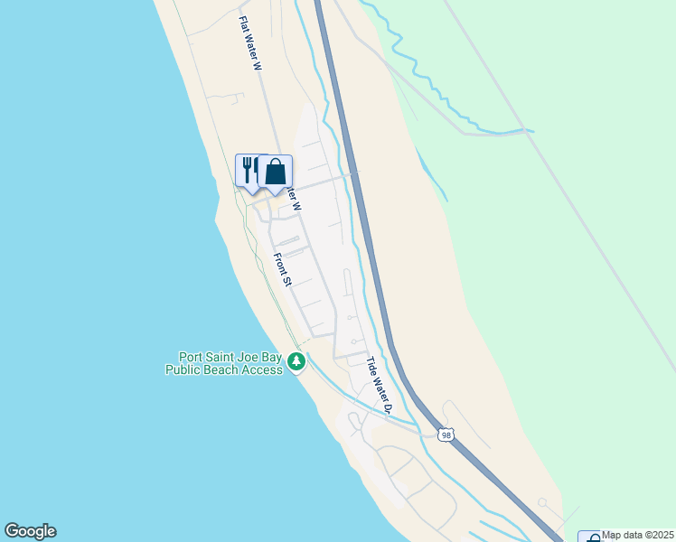 map of restaurants, bars, coffee shops, grocery stores, and more near 619 Tide Water Drive in Port Saint Joe
