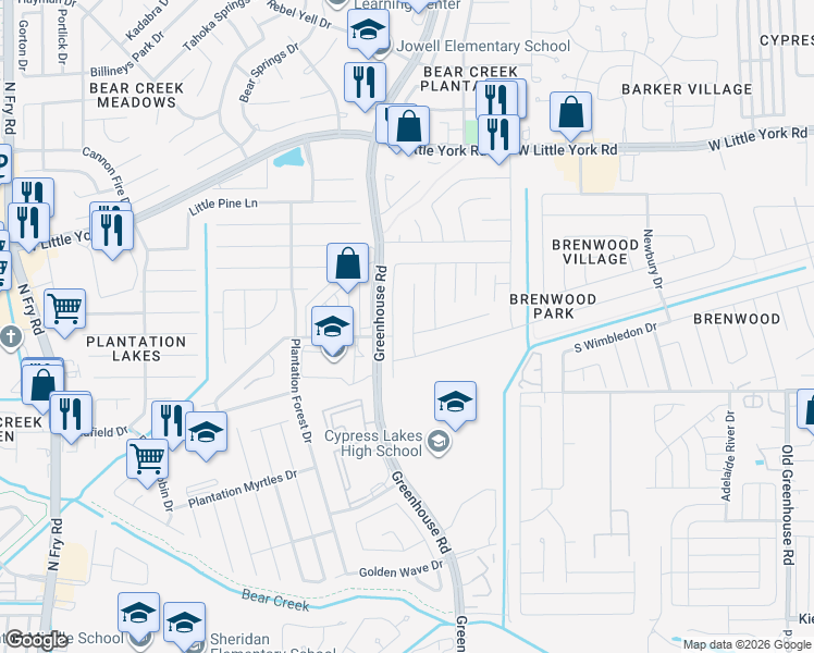 map of restaurants, bars, coffee shops, grocery stores, and more near 5931 Stockholm Court in Katy