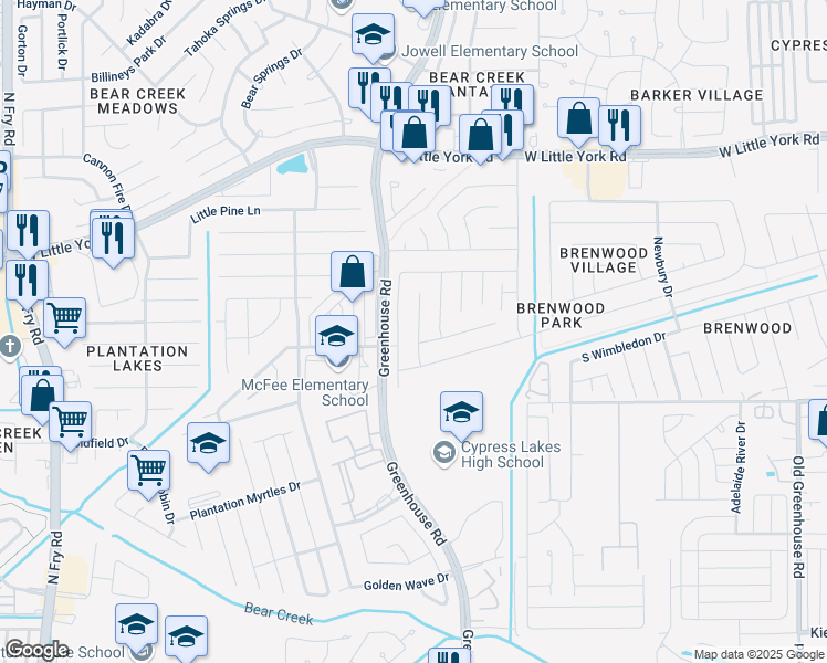 map of restaurants, bars, coffee shops, grocery stores, and more near 5935 Stockholm Court in Katy