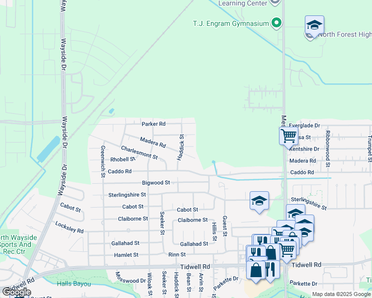 map of restaurants, bars, coffee shops, grocery stores, and more near 8400 Kentshire Drive in Houston