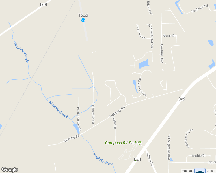 map of restaurants, bars, coffee shops, grocery stores, and more near 235 Timberwood Drive in St. Augustine