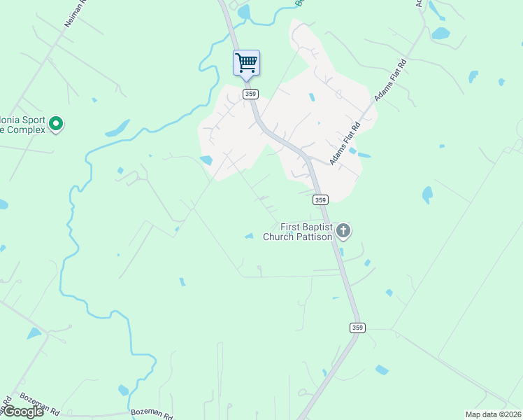 map of restaurants, bars, coffee shops, grocery stores, and more near 36253 Lomax Road in Brookshire