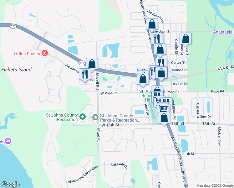 map of restaurants, bars, coffee shops, grocery stores, and more near in St. Johns County