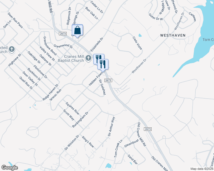 map of restaurants, bars, coffee shops, grocery stores, and more near 9871 Farm to Market Road 2673 in Canyon Lake