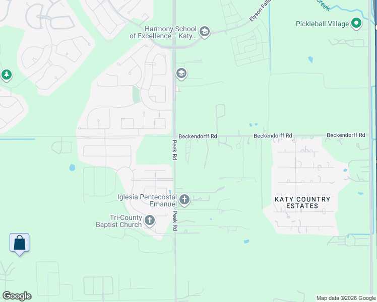 map of restaurants, bars, coffee shops, grocery stores, and more near 22909 Beckendorf Road in Katy