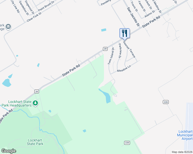 map of restaurants, bars, coffee shops, grocery stores, and more near 1408 State Park Road in Lockhart