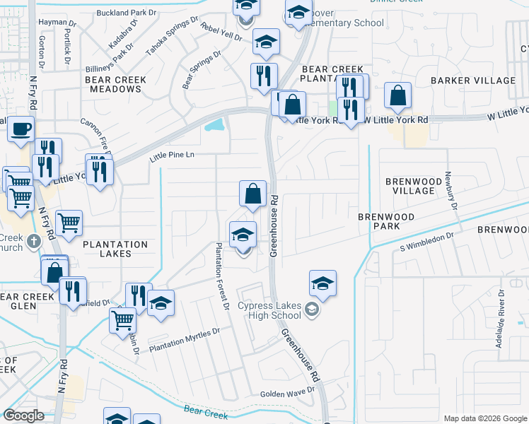 map of restaurants, bars, coffee shops, grocery stores, and more near 6026 Grand Colony Drive in Katy