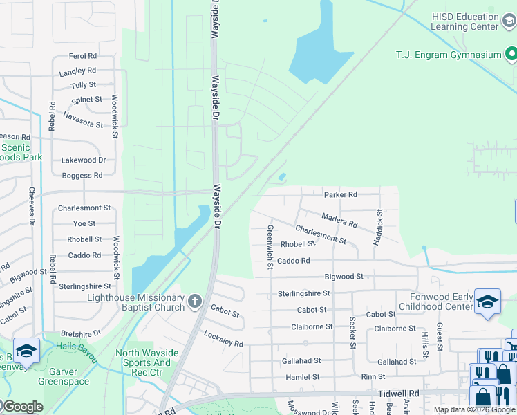 map of restaurants, bars, coffee shops, grocery stores, and more near 8009 Charlesmont Street in Houston