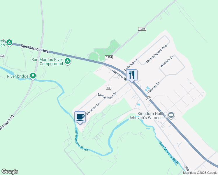 map of restaurants, bars, coffee shops, grocery stores, and more near 1119 Northwest River Road in Martindale