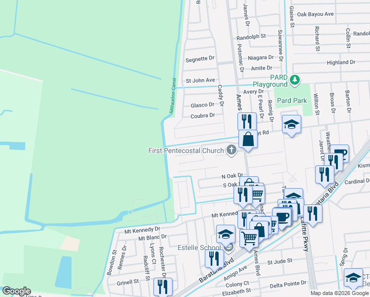 map of restaurants, bars, coffee shops, grocery stores, and more near 5942 Anderson Place in Marrero