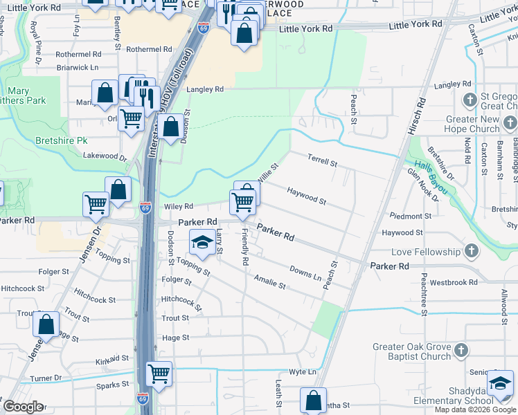map of restaurants, bars, coffee shops, grocery stores, and more near 4211 Wiley Road in Houston