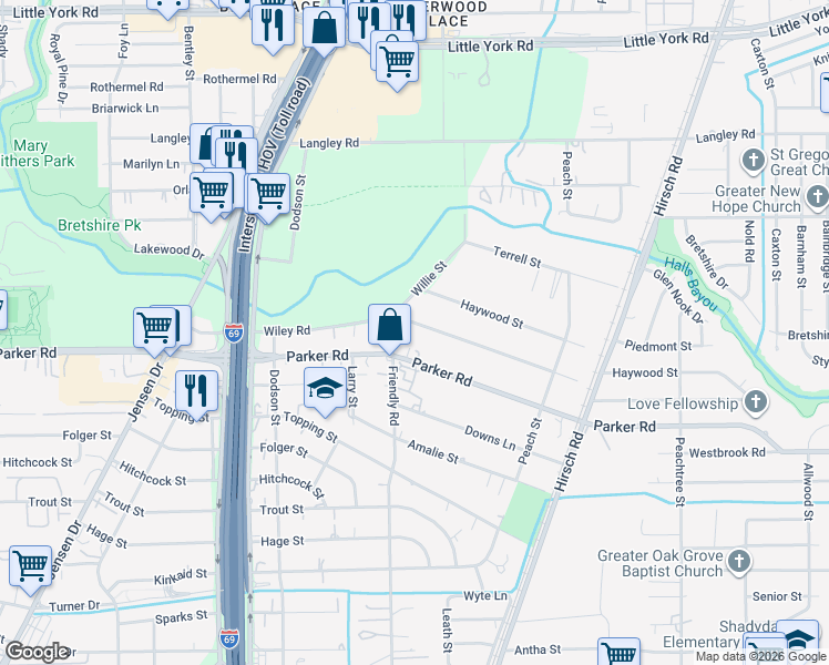 map of restaurants, bars, coffee shops, grocery stores, and more near 4211 Wiley Road in Houston
