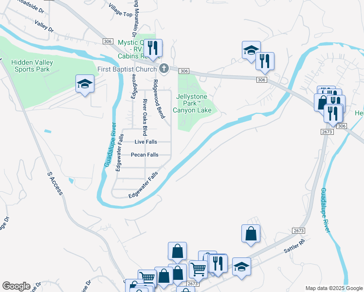 map of restaurants, bars, coffee shops, grocery stores, and more near 700 Maricopa Drive in Canyon Lake