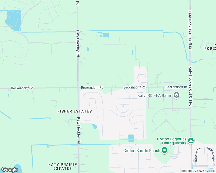 map of restaurants, bars, coffee shops, grocery stores, and more near 25810 Beckendorff Road in Katy