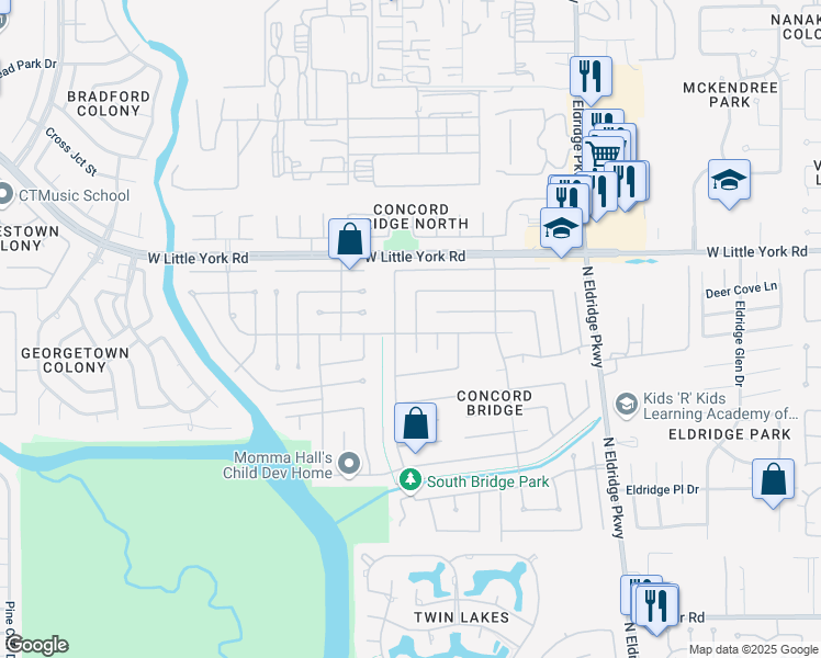 map of restaurants, bars, coffee shops, grocery stores, and more near 6202 Alstead Drive in Houston