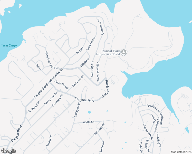 map of restaurants, bars, coffee shops, grocery stores, and more near 1682 Hillcrest Forest in Canyon Lake