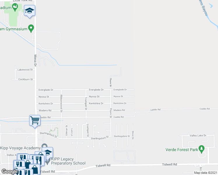 map of restaurants, bars, coffee shops, grocery stores, and more near 9337 Everglade Drive in Houston