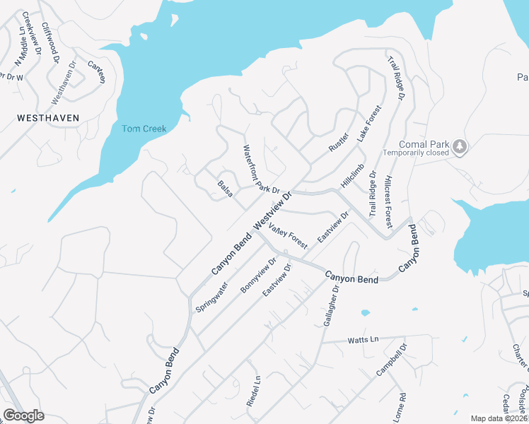 map of restaurants, bars, coffee shops, grocery stores, and more near 2165 Westview Drive in Canyon Lake