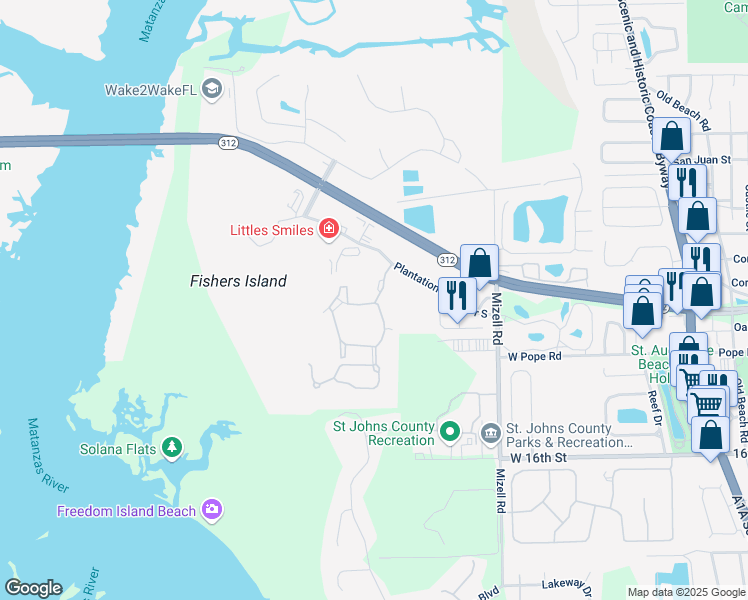 map of restaurants, bars, coffee shops, grocery stores, and more near 1000 Harbour Vista Circle in St. Augustine