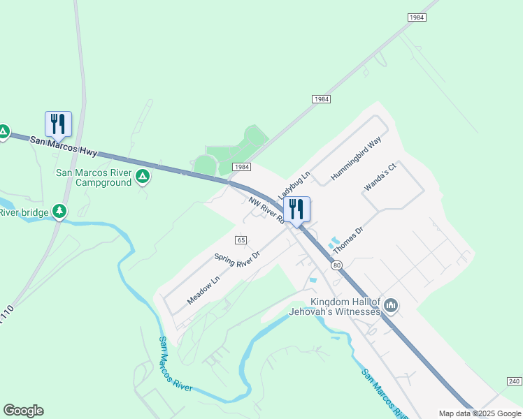 map of restaurants, bars, coffee shops, grocery stores, and more near 1119 Northwest River Road in Martindale