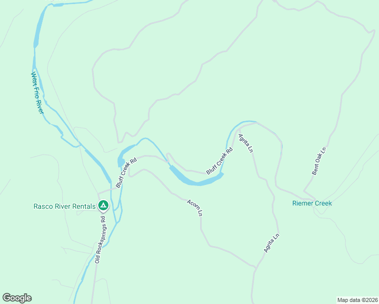 map of restaurants, bars, coffee shops, grocery stores, and more near 648 Bluff Creek Road in Leakey