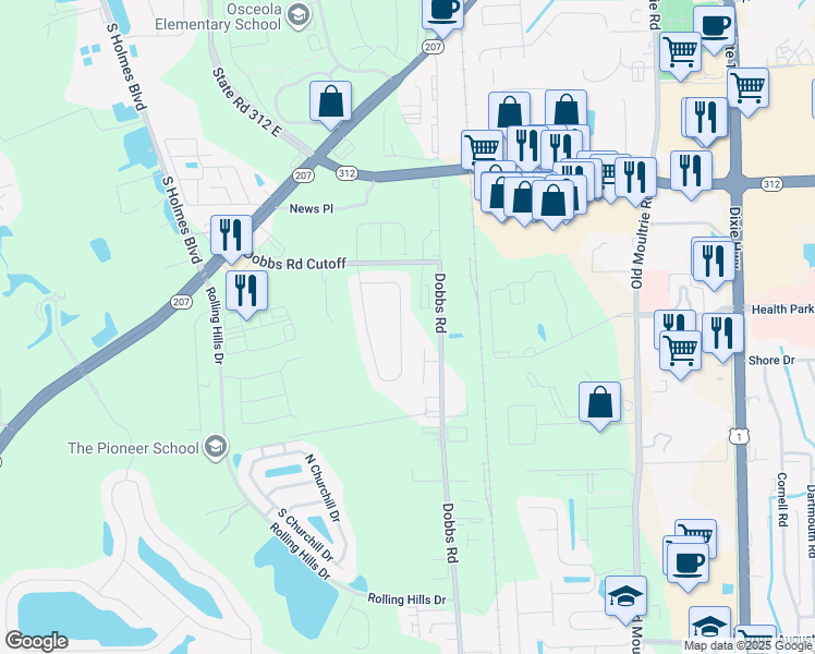 map of restaurants, bars, coffee shops, grocery stores, and more near 458 Ashby Landing Way in St. Augustine