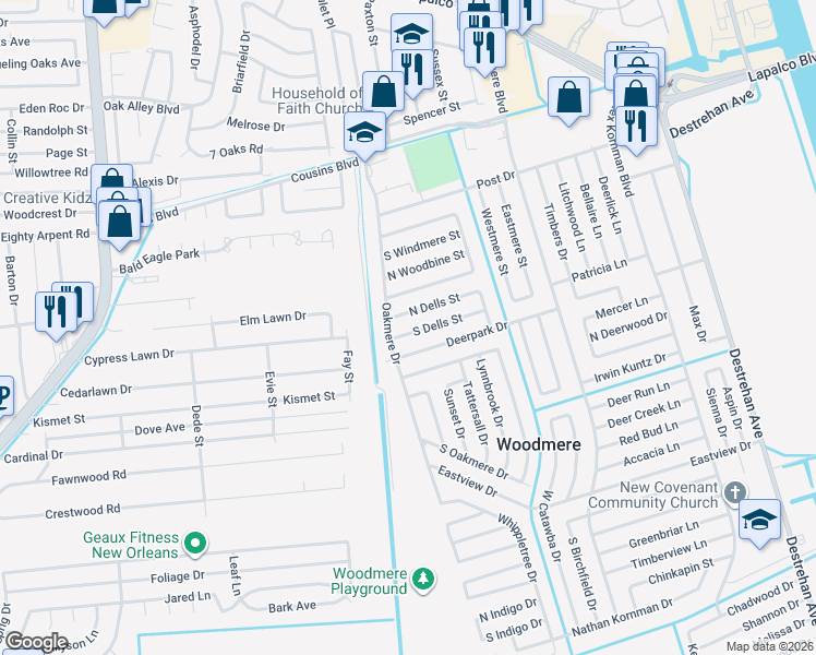 map of restaurants, bars, coffee shops, grocery stores, and more near 4060 South Dells Street in Harvey