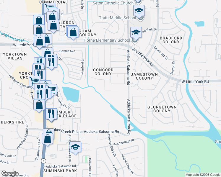 map of restaurants, bars, coffee shops, grocery stores, and more near 6022 Crakston Street in Houston