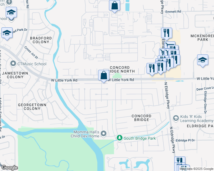 map of restaurants, bars, coffee shops, grocery stores, and more near 13622 Neston Drive in Houston